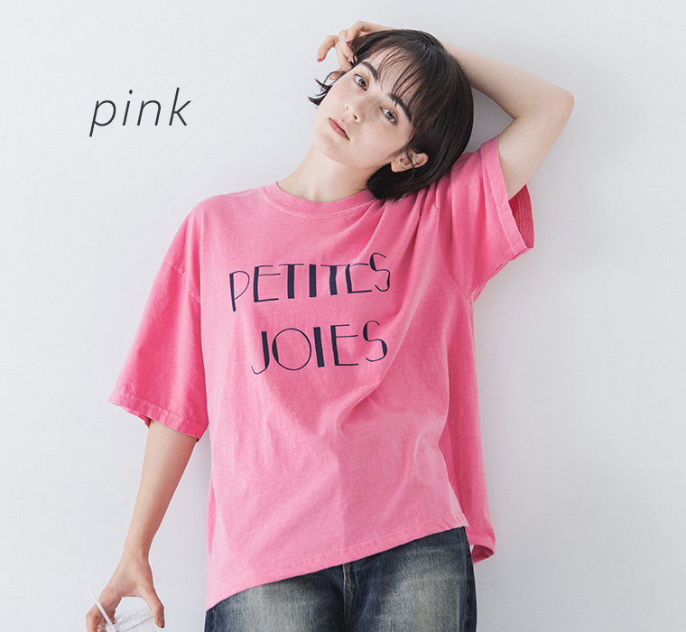 ichi コットンピグメントTシャツ PETITES　JOIES ピンク