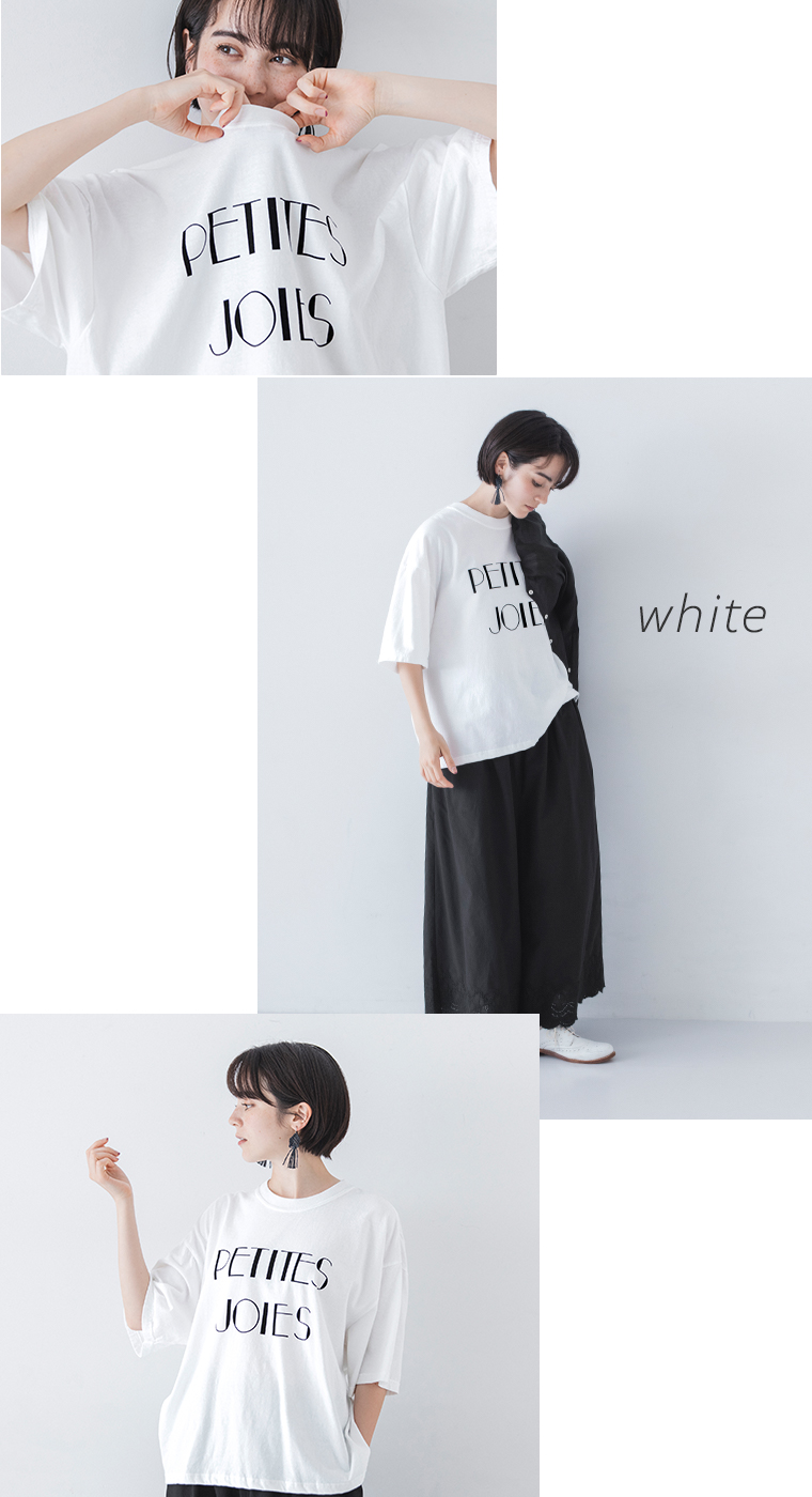 ichi コットンピグメントTシャツ PETITES　JOIES ホワイト