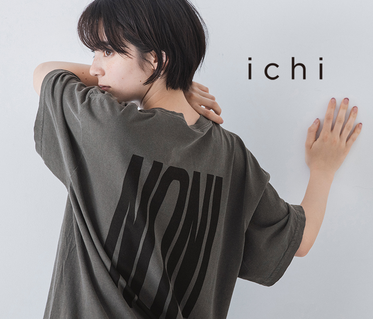 ichi コットンピグメントTシャツ