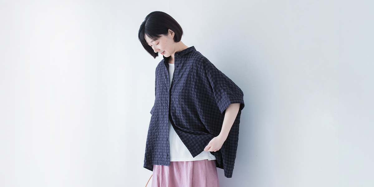 わたしの大人服 】 さらりと涼しい｛ ぽこぽこ ｝ ギンガムチェックの
