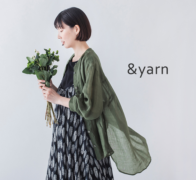 &yarn シアーリネンバンドカラーブラウス