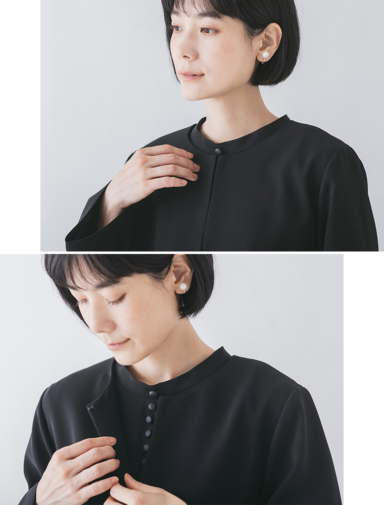 Luuna miu　【慶弔両用】ノーカラーフォーマルジャケット  首元寄り