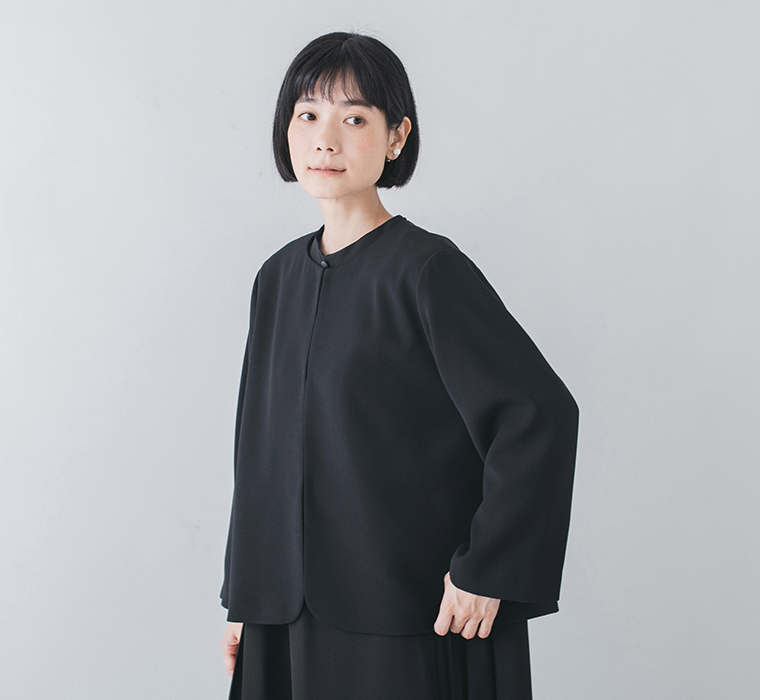 Luuna miu　【慶弔両用】ノーカラーフォーマルジャケット  前閉じ