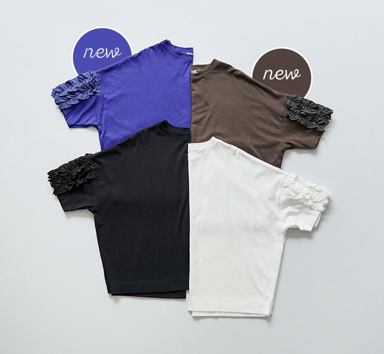 nop de nod 着るだけでサマになるUSコットンフリル5分袖Tシャツ 置き画像