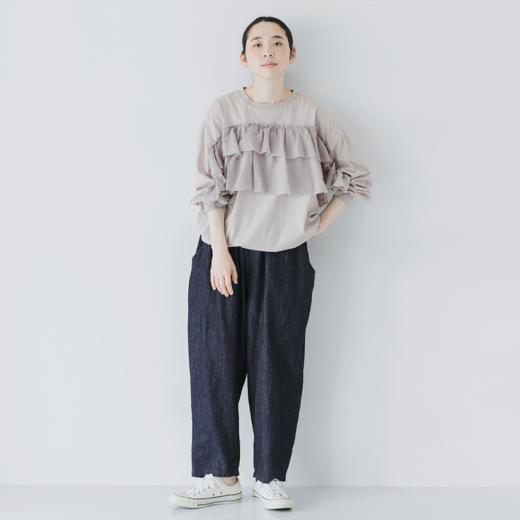 ista-ire コットンリネンデニムよくばりパンツ インディゴ