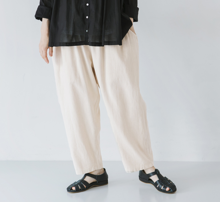 nop de nod 着るだけでサマになるUSコットンフリル5分袖Tシャツ オフホワイト