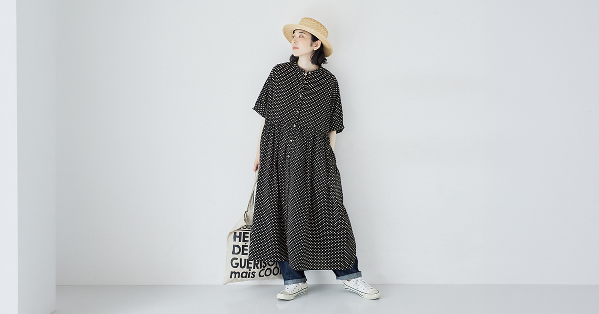 ロングシーズン着まわし上手な 【 ista-ire 】大人気ドットワンピース