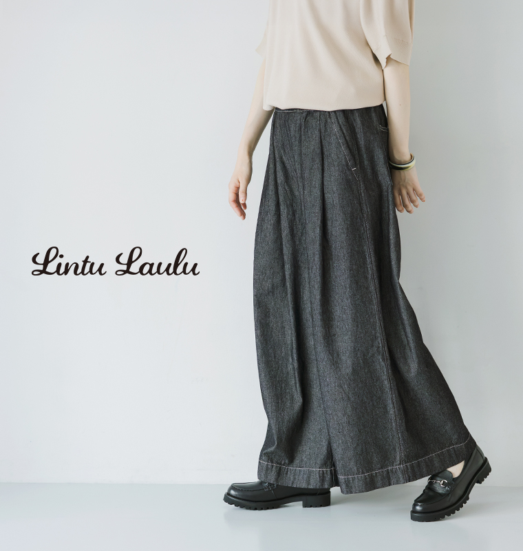Lintu Laulu　デニムタックワイドパンツ