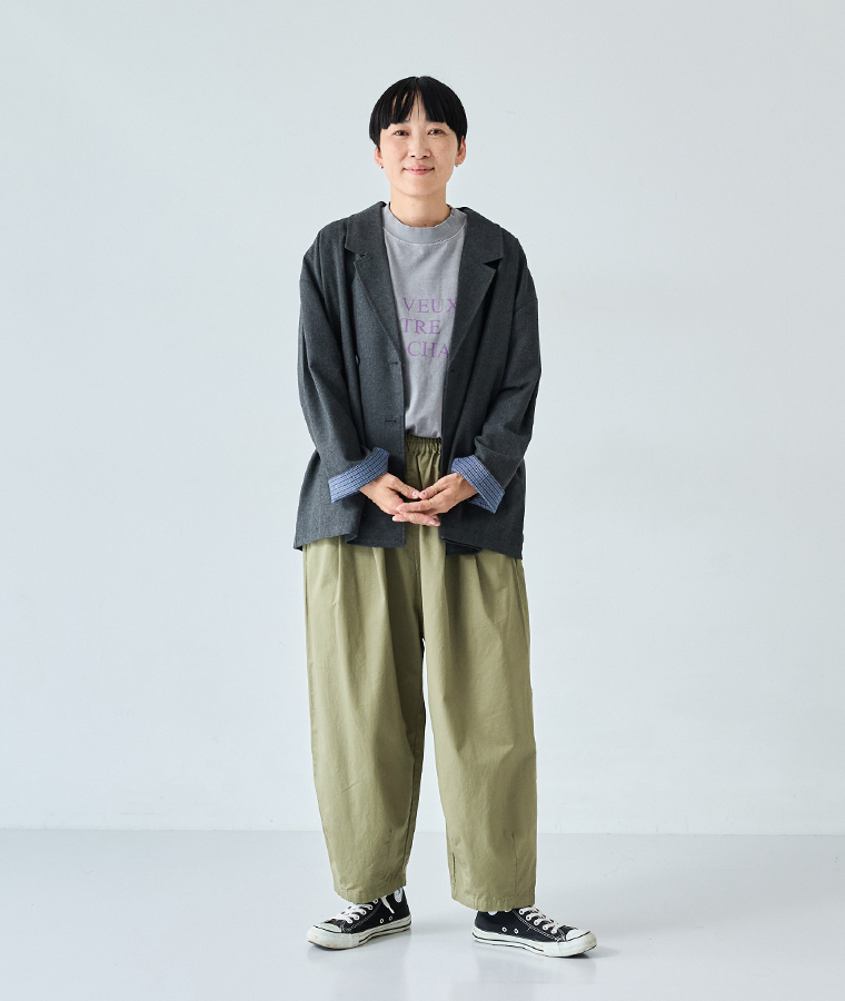 Lintu Laulu いつものまあるいチノパンツ スタッフ着用 オリーブ