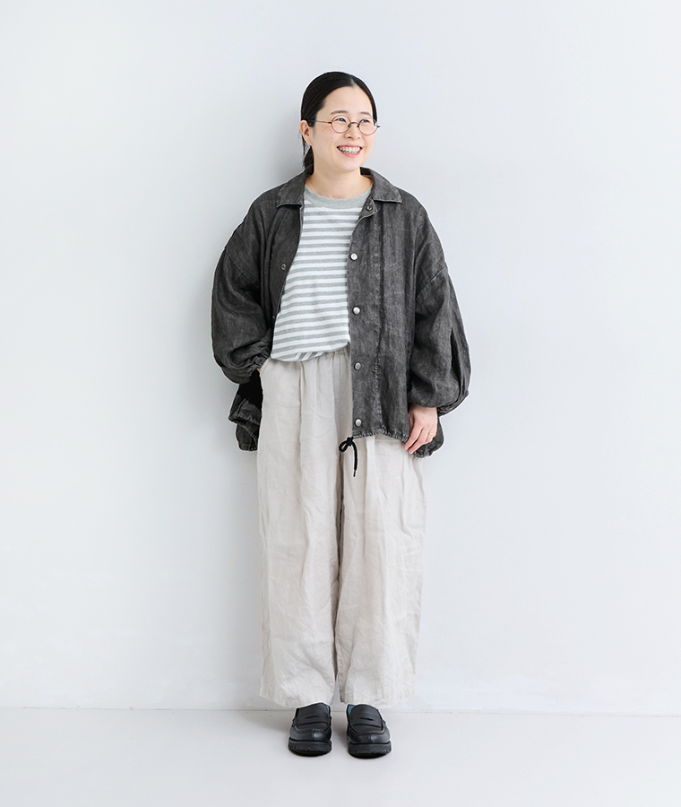 &yarn ボーダープルオーバー スタッフ着用 グレー アザースタイリング