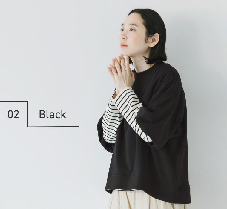 &yarn 袖バルーン裏毛プルオーバー  ブラック