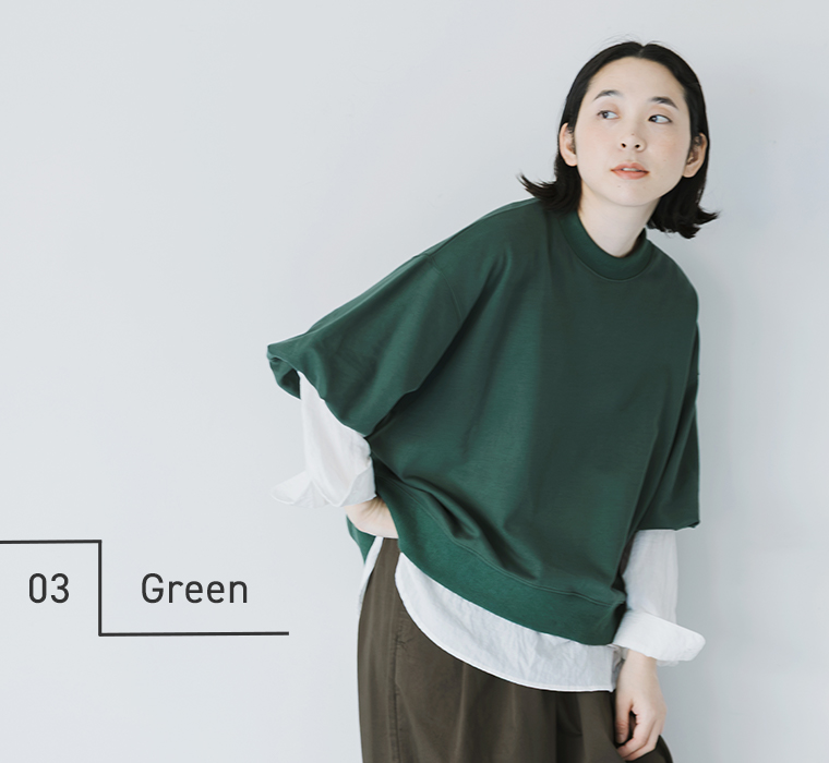 &yarn 袖バルーン裏毛プルオーバー グリーン