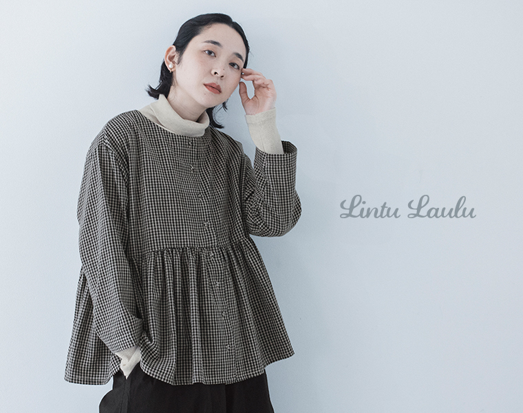 ブラウスとしても羽織りとしても楽しめる【 Lintu Laulu 】ギンガムチェックブラウス