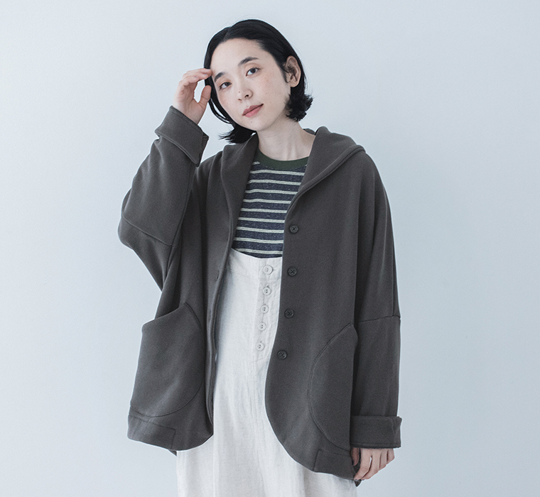 TANG 裏毛ショールカラーカーディガン 上半身寄り