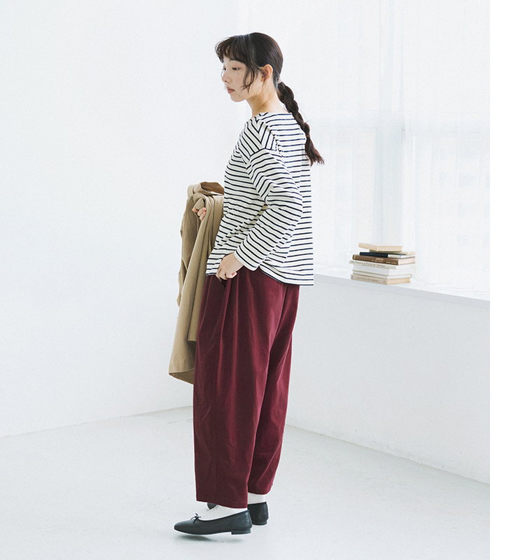 ista-ire もっと選べるコーデュロイよくばりパンツ(ヤキイモ)の全身横