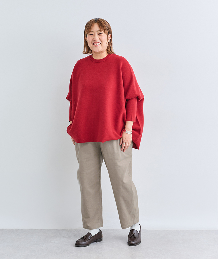 ista-ire コーデュロイよくばりパンツスタッフ着用（ミルクティー）