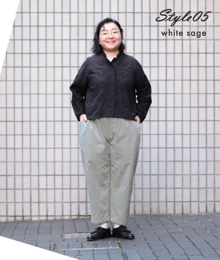 ista-ire コーデュロイよくばりパンツ 松岡８色スタイリング ホワイトセージ