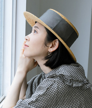 田中帽子店 × Cassure 幅広リボンAlma(グレー-ONESIZE)