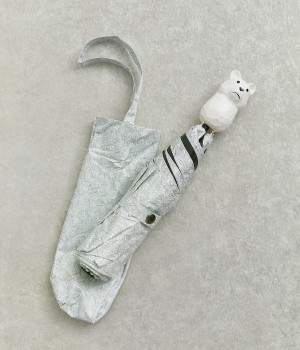 アニマル　UVカット木彫り動物の折りたたみ傘　しろくま