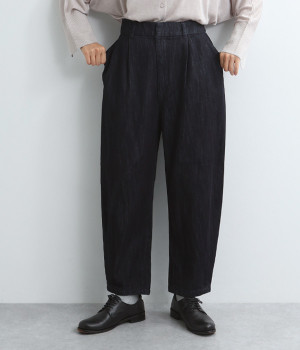 デニムテーパードパンツ(インディゴ-L)