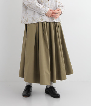 切り替えギャザースカート(カーキ-ONESIZE)