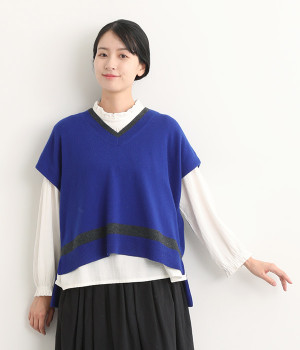 TRINITYメリノウール天竺ライン入りベスト