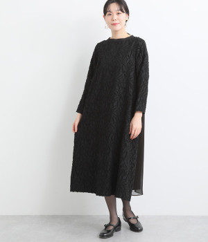 カットジャカードワンピース(ブラック-ONESIZE)