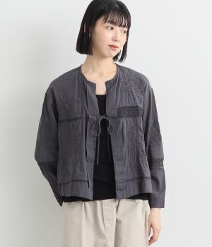 インドコットンボイル パッチワーク刺繍ブラウス