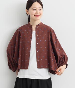 フラワージャカードブラウス(ブラウン-38)