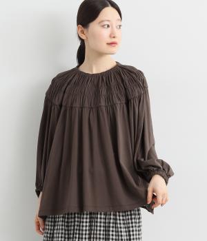ジャージスモッキングブラウス(ブラウン-38)