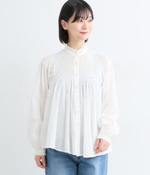 ラウンドシャーリングブラウス(オフホワイト-38)