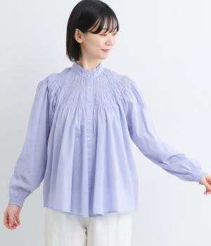 ラウンドシャーリングブラウス(サックス-38)