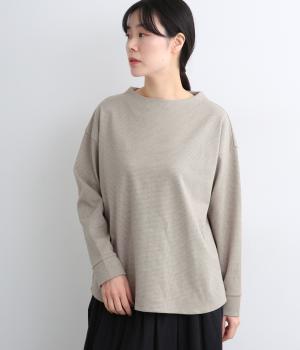 ポンチハイネックプルオーバー(杢ベージュ×杢グレー千鳥-F)