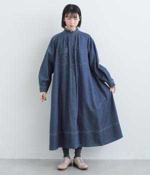 デニムブロード　フリルカラーワンピース(ブリーチ-38)