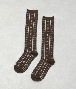 植物柄ハイソックス