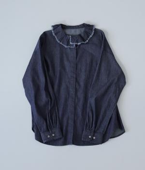 フリルシャツ(インディゴ-38)