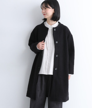 圧縮ウール　モックネックコート