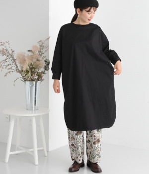 ストレッチブロード　ロングブラウス