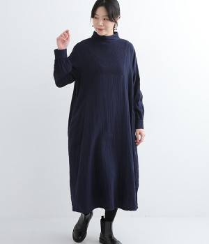 トリプルガーゼ　胸切替えワンピース