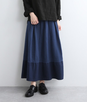 Wガーゼ　裾切替スカート(夏藍-ONESIZE)