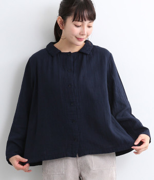 ダブルガーゼ襟刺しゅうスクエアーブラウス