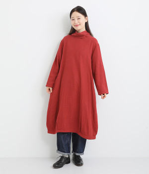 トリプルガーゼバルーンワンピース(レッド-ONESIZE)