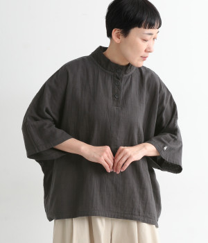 コットンWガーゼハイネックBIGプルオーバー