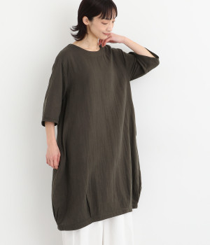 コットンWガーゼバルーンワンピース(スミクロ-ONESIZE)