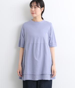 コットンシングルガーゼ×天竺切替チュニック