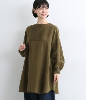 ダブルガーゼ胸切替チュニック