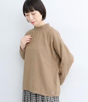 ダブルガーゼリブ襟プルオーバー