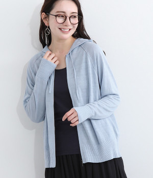 アントワープリネン天竺ニットパーカ(サックス-ONESIZE)