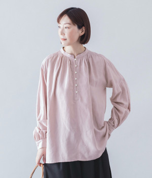 レーヨンリネンタンブラーブラウス(ピンク-ONESIZE)