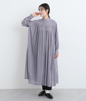 シフォンワンピース(ブルーグレー-ONESIZE)